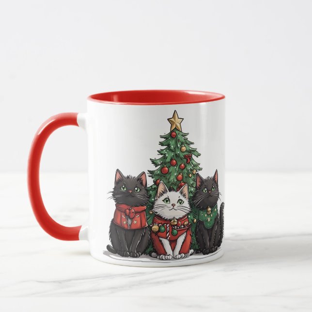 Süße Weihnachtskatzen Tasse (Links)