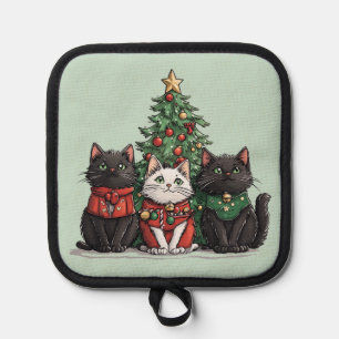 Süße Weihnachtskatzen Topflappen