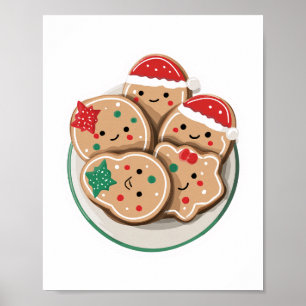 Süße Weihnachtskekse auf einem Teller – Fröhliche  Poster