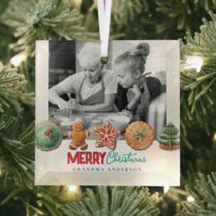 Süße Weihnachtskekse Urlaubsbäckerei Foto Ornament Aus Glas