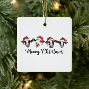 Süße Weihnachtskühe Mooey Xmas Färse Highland-Kuh Keramikornament
