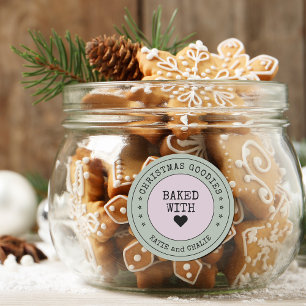 Süße Weihnachtsleckereien Herz Personalisiert  Runder Aufkleber