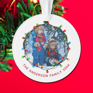 Süße Weihnachtslichter Familienfoto 2025 Andenken Ornament