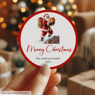 Süße Weihnachtsmann-Geschenk-Anhänger-Aufkleber fü Runder Aufkleber