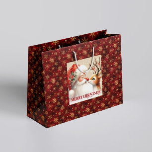 Süße Weihnachtsmann-Rotnasen-Rudolph-Tasche Große Geschenktüte