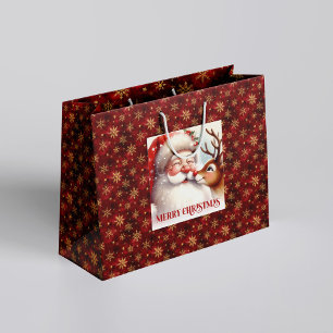 Süße Weihnachtsmann- und Rudolph-Kinder-Weihnachts Große Geschenktüte