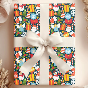 Süße Weihnachtsmann- und Weihnachts-Ikonen Geschenkpapier
