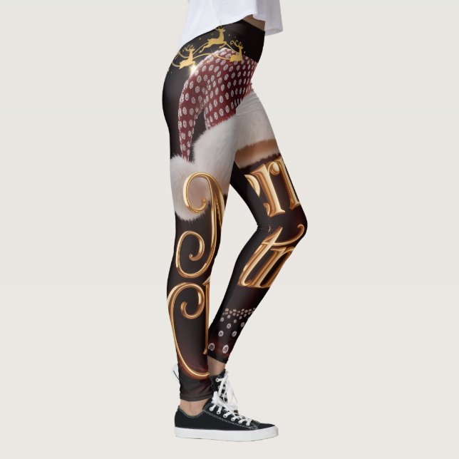 Süße Weihnachtsmannmütze & Typografie Leggings (Rechts)