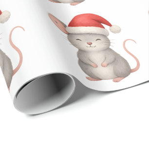 Süße Weihnachtsmaus mit Santa-Hut Geschenkpapier