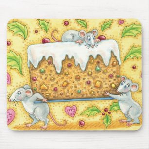 Süße Weihnachtsmäuse tragen einen Früchtekuchen-De Mousepad