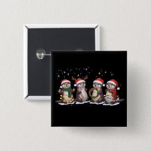 Süße Weihnachtsotter in Santa-Hüten Lustiges Tier  Button