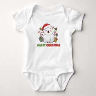 Süße Weihnachtspolareillustration Baby Strampler