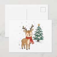 Süße Weihnachtsrenentiere mit rotem Schal