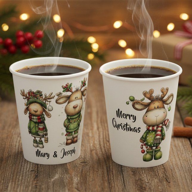 Süße Weihnachtsrenne Pappbecher (cute reindeer christmas paper cups)