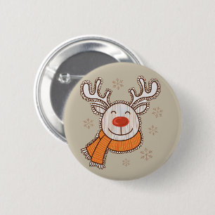 Süße Weihnachtsrentier Frohe Weihnachten Winter Button