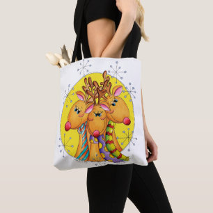 Süße Weihnachtsrentier mit Sternenschals Tasche