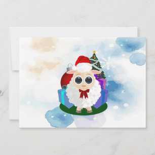 Süße Weihnachtsschafe Wasserfarbe Schneeflocke Win Feiertagskarte