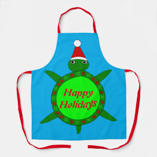 Süße Weihnachtsschildkröte mit blumiger Schale Cus Schürze