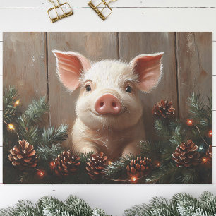 Süße Weihnachtsschwein-Rustikal-Malerei-Decoupage Seidenpapier