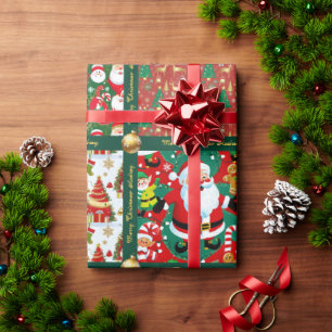 Süße Weihnachtsszenen Geschenkpapier mit Text