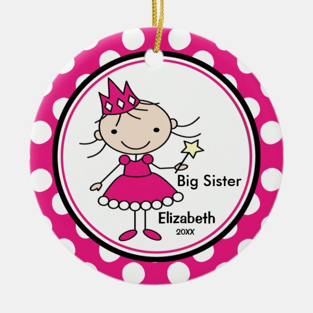 Süße Weihnachtsverzierung Prinzessin-große Keramikornament (Vorne)