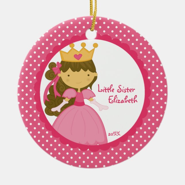Süße Weihnachtsverzierung Prinzessin-kleine Keramikornament (Vorne)