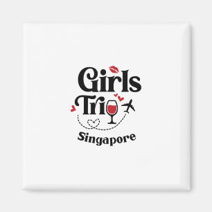 Süße Wein Mädchen Reise Singapur Urlaub  Magnet