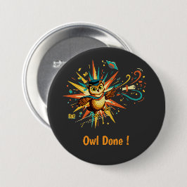 Süße Weise Eule Absolvent Klasse 2026 Retro Pop Ar Button
