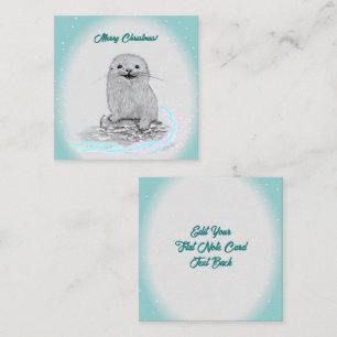 Süße weiße Baby Seeotter , Frohe Weihnachten Mitteilungskarte