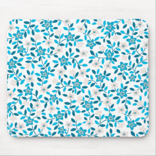 Süße weiße blaue nahtlose Frühlingsblumenmuster Mousepad