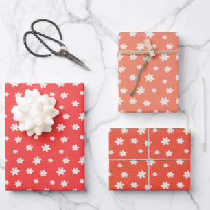 Süße Weiße Blumen Auf Rosa Geschenkpapier Set