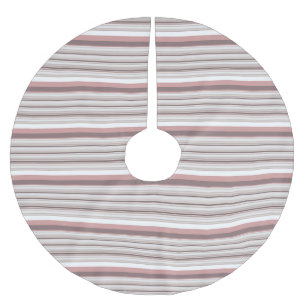 Süße weiße braune Streifen Polyester Weihnachtsbaumdecke