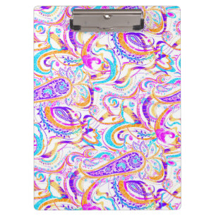 Süße weiße bunte Paisley-Muster Klemmbrett