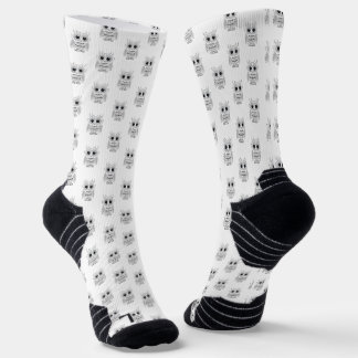 Süße weiße Cartoon-Eule große Augen Kawaii Waldlan Socken