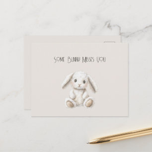 Süße weiße Creme-Häschen vermisst dich Postkarte