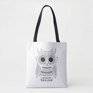 Süße weiße Eule große Augen Kawaii Wald Natur Kuns Tasche