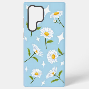 Süße weiße Gänseblümchen-Blüten funkeln Babyblau Samsung Galaxy Hülle