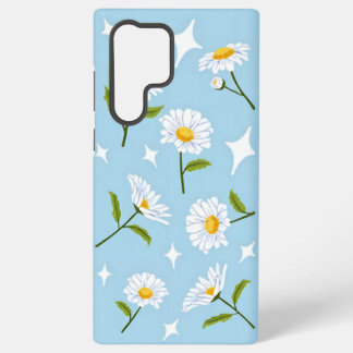 Süße weiße Gänseblümchen-Blüten funkeln Babyblau Samsung Galaxy Hülle