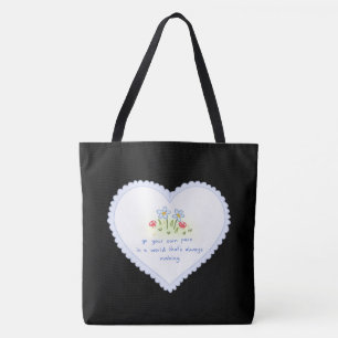"Süße weiße Herz-Blumen-Doodle-Schwarze-Tasche A Tasche