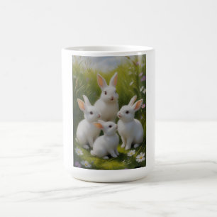 Süße weiße Kaninchen Häschen Wiese Damen T-Shirt Kaffeetasse