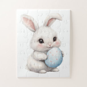 Süße weiße Kaninchen-Hasen-Puzzles