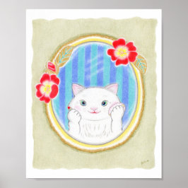 Süße weiße Kätzchen-Katzen-Make-up-Kinderkunst Poster