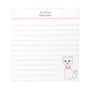 Süße weiße Katze liniert Notizblock