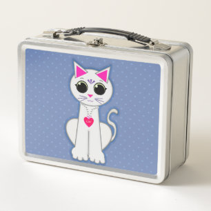 Süße weiße Katze Metall Lunch Box