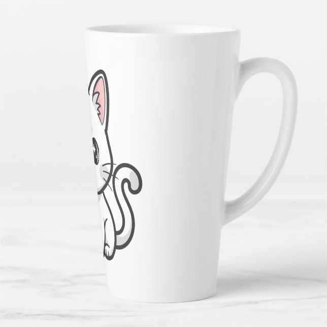 Süße weiße Katze Milchtasse (Rechts)