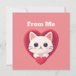 Süße weiße Katze mit Herz Kawaii Kitty Liebesdesig Karte