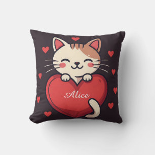 Süße weiße Katze mit Herz Kawaii Kitty Liebesdesig Kissen
