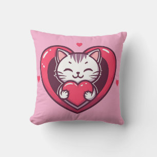 Süße weiße Katze mit Herz Kawaii Kitty Liebesdesig Kissen