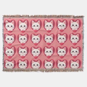 Süße weiße Katze mit Herz Kawaii Kitty Love Design Decke