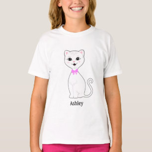 Süße weiße Katzen-Cartoon T-Shirt